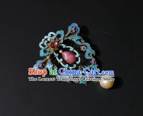 China Traditional Cheongsam Rose Quartz Breastpin Accessories Handmade Pearls Brooch