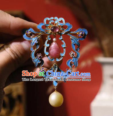 China Traditional Cheongsam Rose Quartz Breastpin Accessories Handmade Pearls Brooch