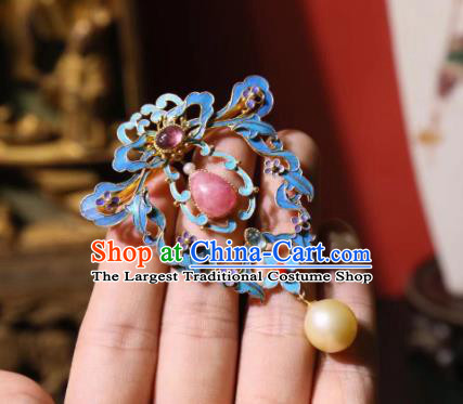 China Traditional Cheongsam Rose Quartz Breastpin Accessories Handmade Pearls Brooch