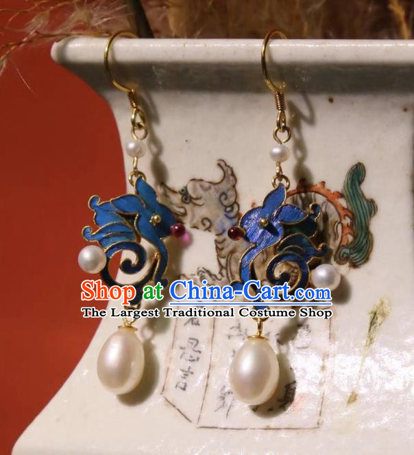 Handmade Chinese Pearls Earrings Cheongsam Ear Accessories Traditional Culture Jewelry