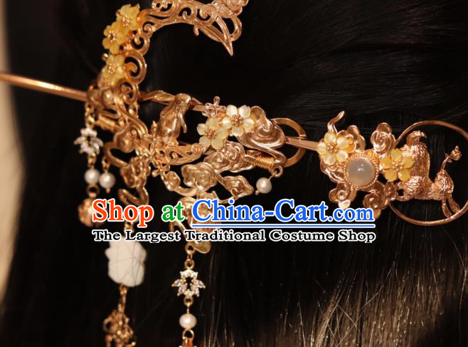 China Classical Hanfu Hair Accessories Traditional Ming Dynasty Princess Hair Crown and Hairpin