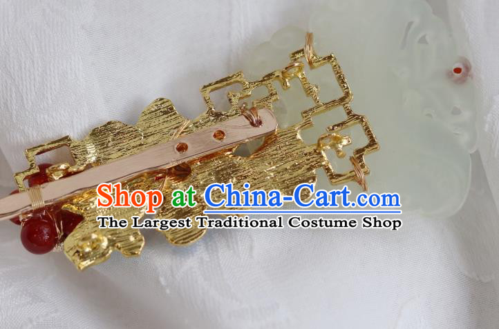China Traditional Qing Dynasty Jade Butterfly Hairpin Classical Blueing Flower Hair Stick