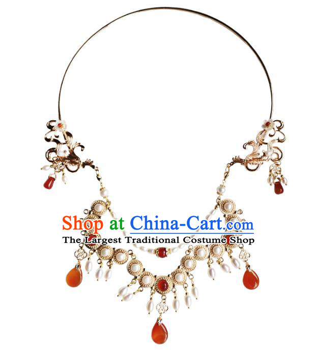 Chinese Traditional Hanfu Pearls Necklace Accessories Classical Ming Dynasty Princess Necklet Jewelry