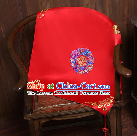 Chinese Embroidered Bridal Veil Traditional Wedding Headdress Classical Xiuhe Suit Red Satin Accessories