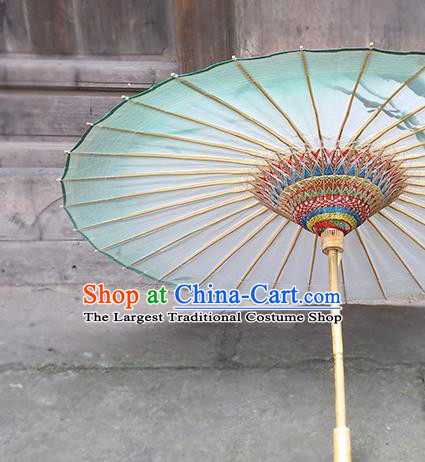 China Ink Painting Bamboo Umbrella Traditional Handmade Oil Paper Umbrella Craft
