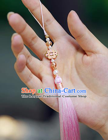 Chinese Classical Pink Tassel Brooch Pendant Traditional Hanfu Enamel Waist Accessories