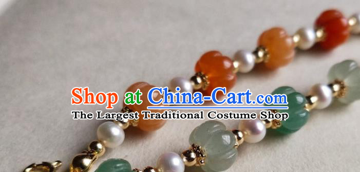 Chinese Traditional Hanfu Agate Wristlet Accessories Classical Pearls Bracelet