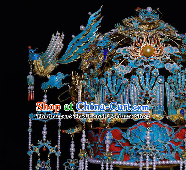 Chinese Traditional Ming Dynasty Wedding Phoenix Coronet Ancient Empress Pearls Hair Accessories
