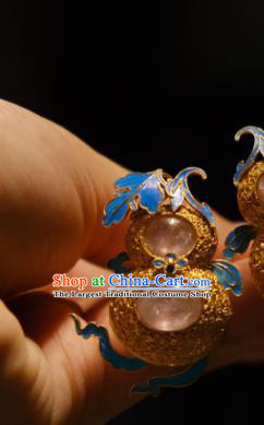 Chinese Traditional Hair Jewelry Ming Dynasty Filigree Hairpin Ancient Empress Tourmaline Gourd Hair Stick