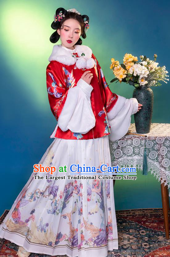 Traditional China Ming Dynasty Young Beauty Historical Clothing Ancient Noble Lady Hanfu Dress Apparels