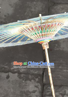 China Classical Printing Deer Umbrella Handmade Dance Umbrellas Craft Traditional Blue Oil Paper Umbrella