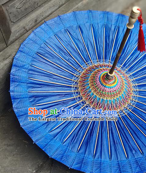 China Classical Royalblue Umbrella Traditional Dance Oil Paper Umbrella Handmade Umbrellas Craft