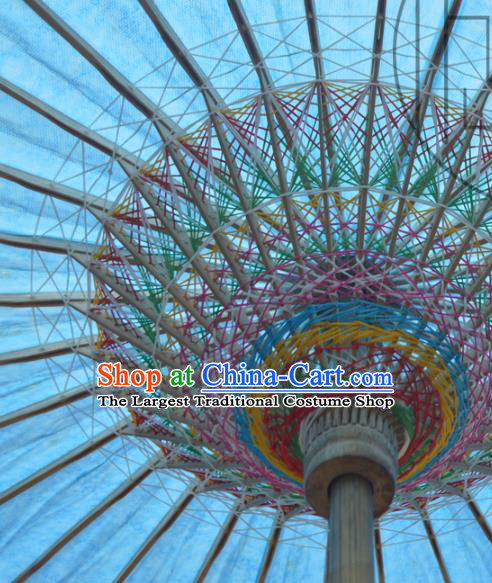 China Classical Light Blue Umbrella Umbrella Handmade Umbrellas Craft Traditional Dance Oil Paper