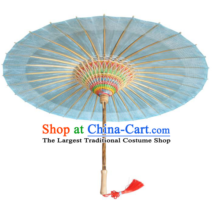 China Classical Light Blue Umbrella Umbrella Handmade Umbrellas Craft Traditional Dance Oil Paper