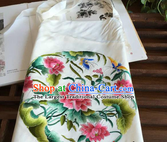 China Handmade Embroidered Lotus White Silk Bellyband Corset Traditional Stomachers Undergarment