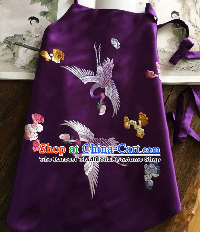 China Handmade Embroidered Cranes Purple Silk Bellyband Traditional Stomachers Undergarment Sexy Corset