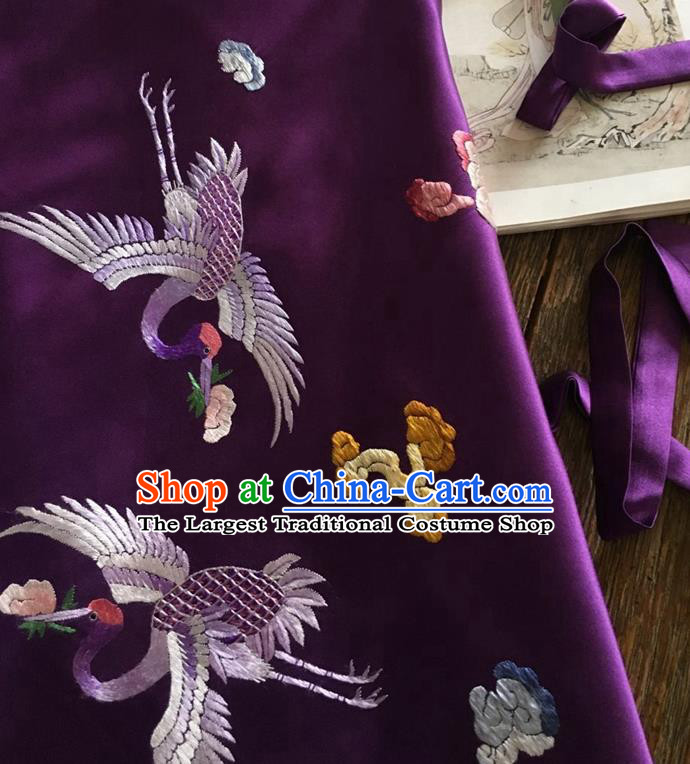 China Handmade Embroidered Cranes Purple Silk Bellyband Traditional Stomachers Undergarment Sexy Corset