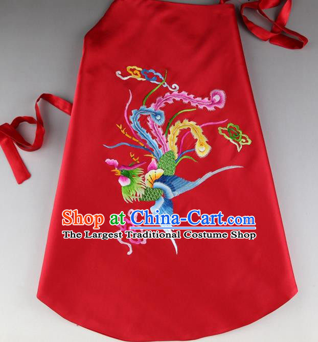 China Women Sexy Corset Handmade Embroidered Phoenix Red Silk Bellyband Traditional Stomachers Wedding Undergarment