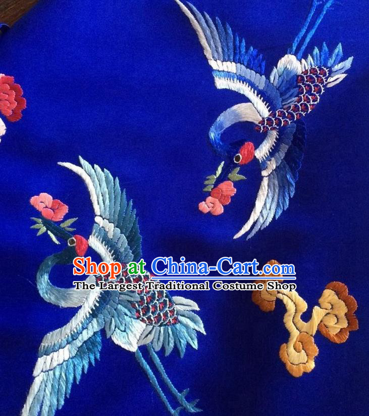China Handmade Embroidered Crane Royalblue Silk Bellyband Traditional Undergarment Stomachers Women Sexy Corset