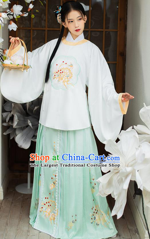 China Traditional Ming Dynasty Young Woman Historical Costumes Ancient Country Lady Hanfu Dress Clothing