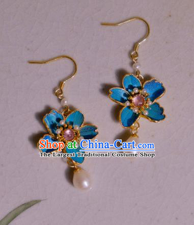 Chinese Traditional Culture Jewelry Ancient Qing Dynasty Tourmaline Ear Accessories Peach Blossom Earrings