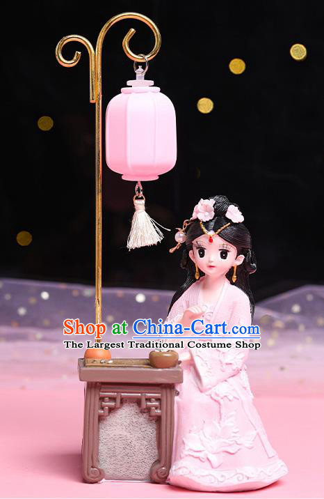 China Traditional Lilac Beauty Doll Lantern Handmade Beijing Silk Doll Ornament