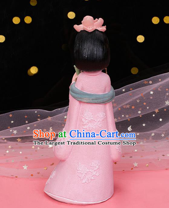 China Traditional Tang Dynasty Beauty Princess Resin Doll Handmade Beijing Pink Dress Figurine Doll