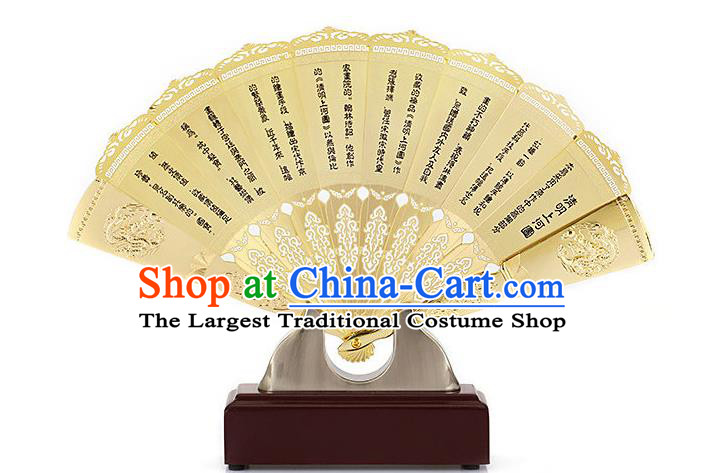 Chinese Traditional Folding Fan Printing Riverside Scene at Qingming Festival Accordion Decoration Handmade Brass Fan