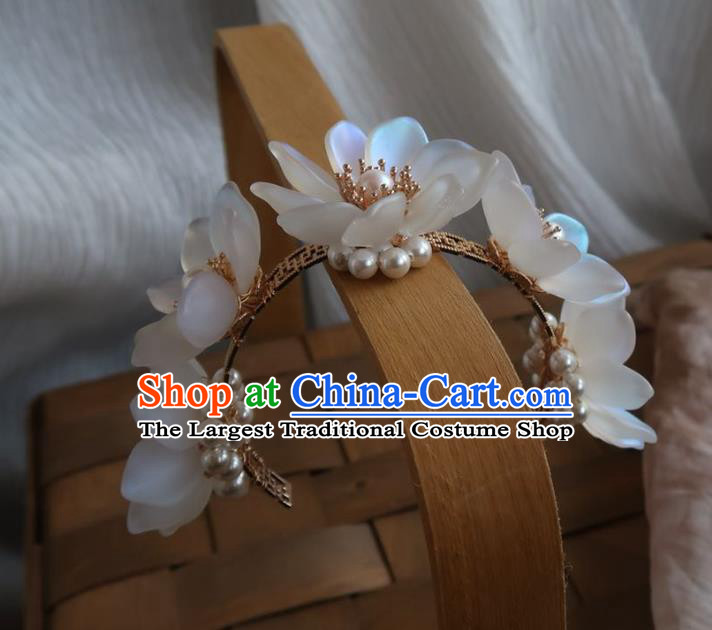 China Handmade Hanfu Hairpin Traditional Ancient Princess White Lotus Hair Stick