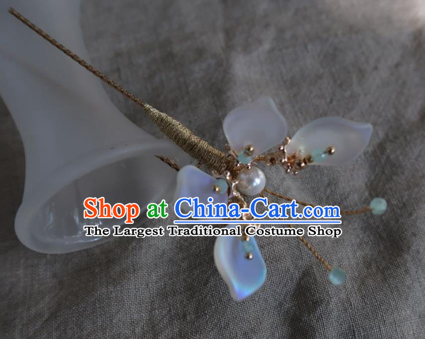 China Handmade Hanfu Moonshine Butterfly Hairpin Traditional Ancient Ming Dynasty Hair Clip