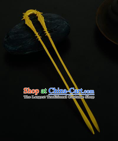 China Ancient Palace Lady Golden Bamboo Hairpin Handmade Traditional Song Dynasty Princess Hair Stick