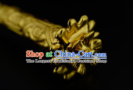 China Ancient Court Lady Golden Hairpin Handmade Traditional Song Dynasty Empress Hair Stick