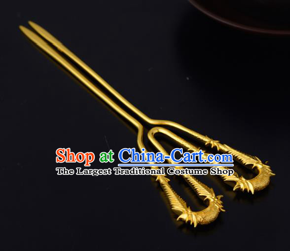 China Ancient Noble Countess Hairpin Handmade Traditional Song Dynasty Golden Bamboo Hair Stick