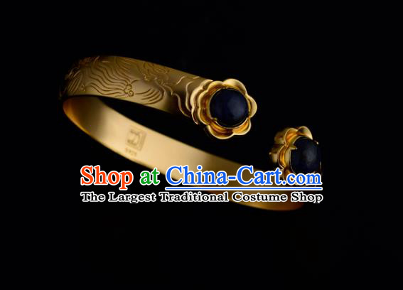 Chinese Ancient Imperial Concubine Bracelet Traditional Ming Dynasty Golden Bangle Jewelry