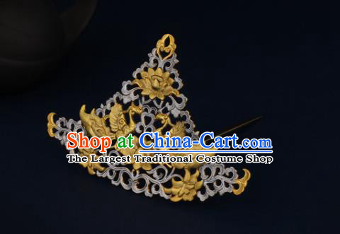 China Ancient Court Woman Hairpin Handmade Traditional Tang Dynasty Golden Phoenix Hair Crown