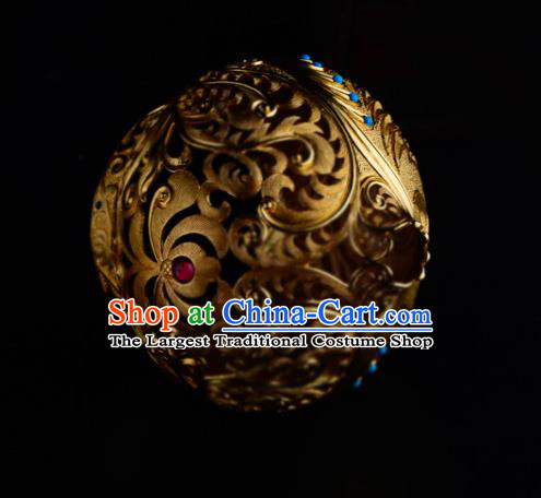 China Ancient Court Beauty Phoenix Coronet Handmade Traditional Tang Dynasty Palace Princess Golden Hair Crown