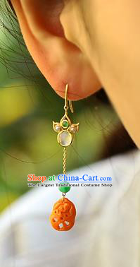 Chinese Handmade Ear Accessories Traditional Cheongsam Agate Earrings