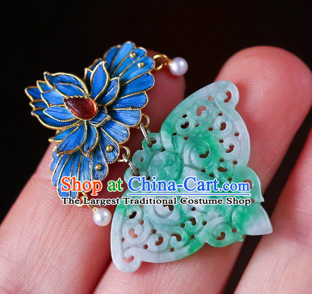 Chinese Traditional Jade Butterfly Necklace Jewelry Handmade Necklet Pendant