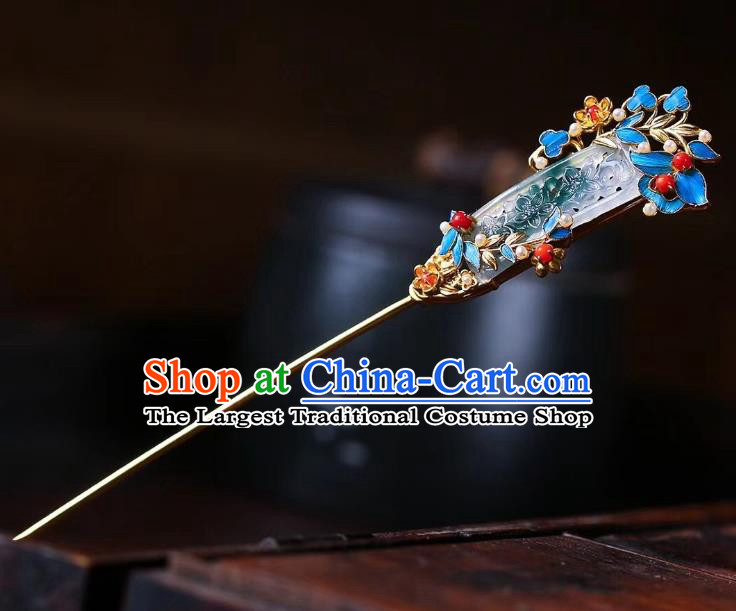 China Traditional Hair Accessories Handmade Jade Carving Hairpin