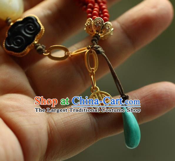 Chinese Handmade National Bracelet Traditional Cheongsam Red Beads Wristlet Accessories