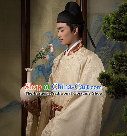 China Ancient Nobility Childe Hanfu Robe Traditional Song Dynasty Scholar Historical Costume for Men