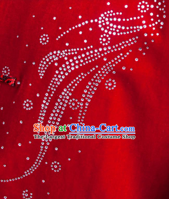 China Tai Chi Costumes Traditional Kung Fu Red Velvet Uniforms Tai Ji Training Clothing