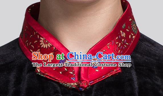 China Tai Chi Competition Clothing Traditional Embroidered Peony Butterfly Black Pleuche Uniforms