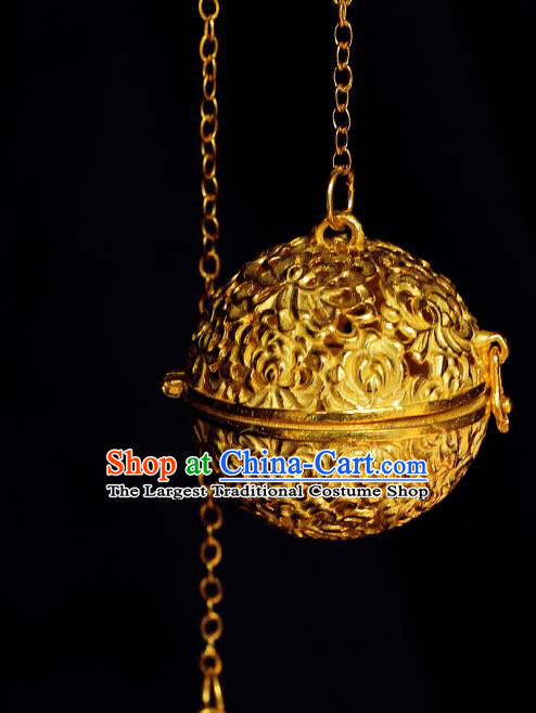 China Traditional Waist Accessories Ancient Princess Golden Lotus Sachet Pendant