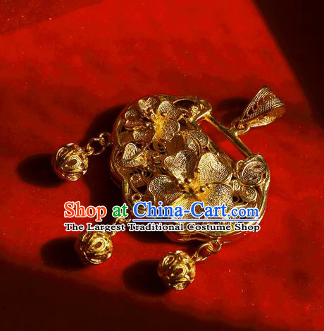 China Traditional Ming Dynasty Necklace Accessories Ancient Princess Golden Necklet Pendant
