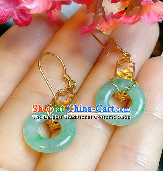 Handmade Chinese National Ear Accessories Traditional Culture Jewelry Cheongsam Jadeite Earrings