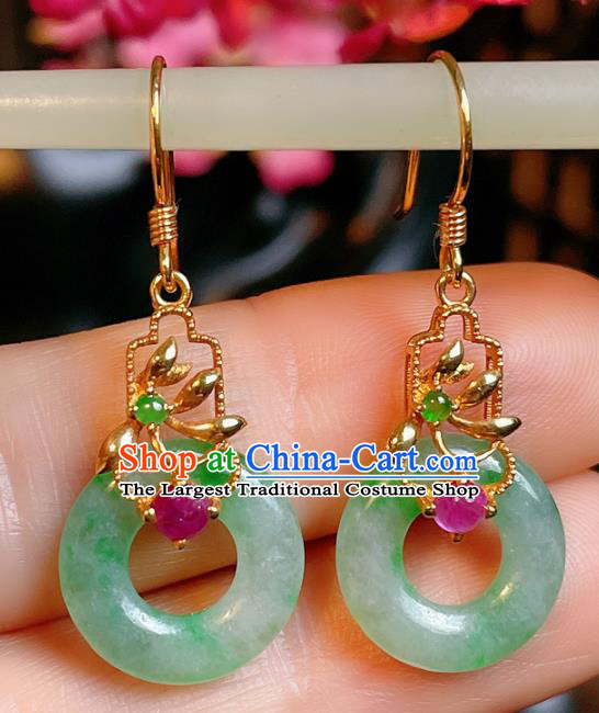 Handmade Chinese National Ear Accessories Traditional Culture Jewelry Cheongsam Jadeite Earrings