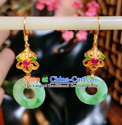 Handmade Chinese National Pearls Ear Accessories Traditional Culture Jadeite Jewelry Cheongsam Earrings