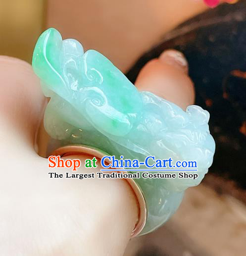 Top Chinese National Silver Ring Jewelry Traditional Handmade Accessories Jadeite Pi Xiu Circlet