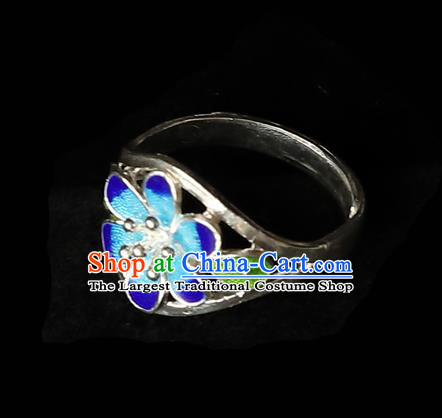 Handmade Chinese Silver Circlet Accessories Traditional Cloisonne Ring Jewelry